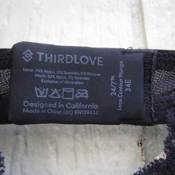 Third Love 24/7 Lace Contour Plunge Bra 34E Black Sexy Removeable Pads comfort - Picture 2 of 12